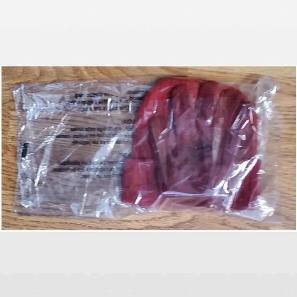 Nike Ribbed Hat & Glove Kid Red Knit Set